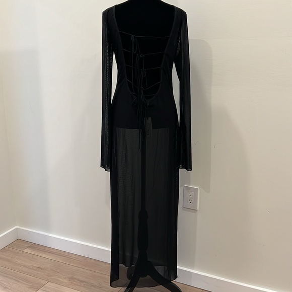 FANCI CLUB Madeline Dress Black Sheer Mesh Maxi - Picture 8 of 14